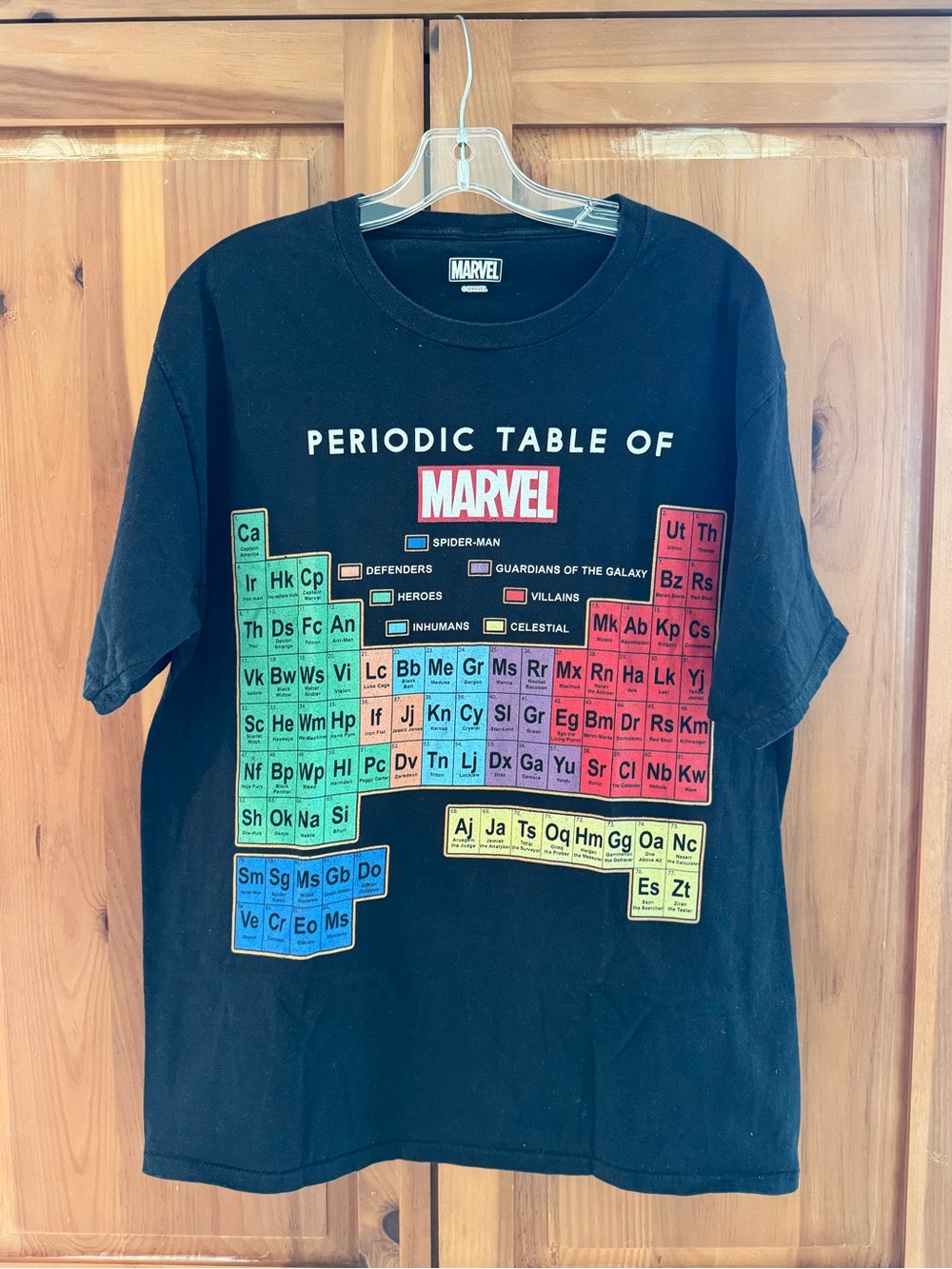 Marvel Black Graphic Tee with Multicolor Periodic Table Design